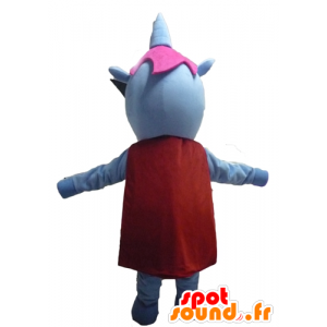 Mascot blau und rosa Nilpferd mit Designer-Brille - MASFR23068 - Maskottchen Nilpferd