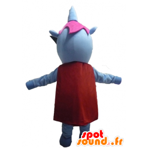 Mascotte ippopotamo blu e rosa con gli occhiali di design - MASFR23068 - Ippopotamo mascotte