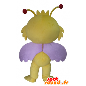 Perhonen maskotti, keltainen ja violetti hyönteisten - MASFR23069 - maskotteja Butterfly