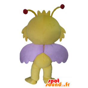 Vlinder mascotte, geel en paars insect - MASFR23069 - mascottes Butterfly