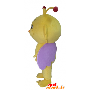 Mascotte de papillon, d'insecte jaune et violet - MASFR23069 - Mascottes Papillon