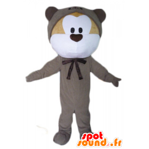 Mascot beige en wit teddyberen, grijs combinatie - MASFR23070 - Bear Mascot