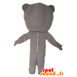 Maskottchen Teddy beige und weiß, grau Kombination - MASFR23070 - Bär Maskottchen