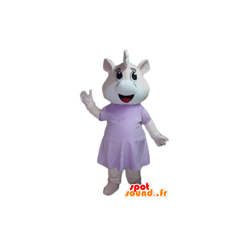 Mascote porco, vestido rosa e hipopótamo branco - MASFR23071 - mascotes porco