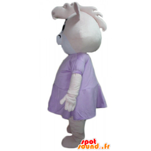 Maiale mascotte, rosa e bianco vestito ippopotamo - MASFR23071 - Maiale mascotte