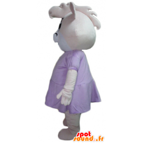 Pig mascot, pink and white hippopotamus dress - MASFR23071 - Mascots pig