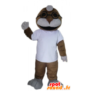 Mascote selo, leão mar, castanho e branco - MASFR23073 - mascotes Seal