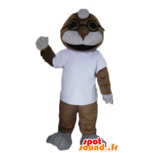 Zegel mascotte, zeeleeuw, bruin en wit - MASFR23073 - mascottes Seal