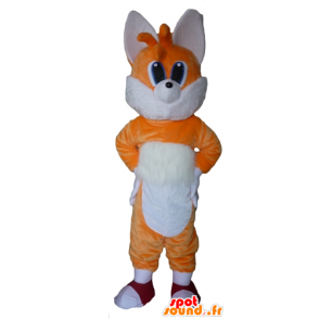 Laranja e branco mascote fox, olhos azuis - MASFR23074 - Fox Mascotes