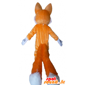 Laranja e branco mascote fox, olhos azuis - MASFR23074 - Fox Mascotes