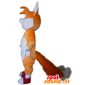 Arancione e bianco volpe mascotte, dagli occhi blu - MASFR23074 - Mascotte Fox