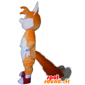 Oranje en witte vos mascotte, blauwe ogen - MASFR23074 - Fox Mascottes
