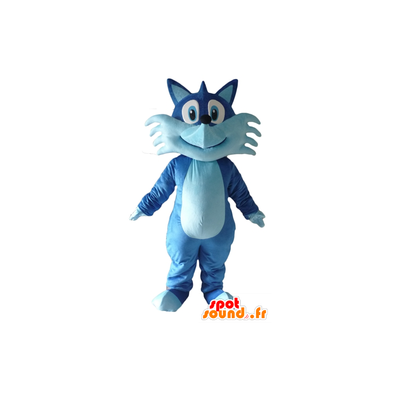 Mascotte volpe abbastanza blu, bicolore, allegro - MASFR23075 - Mascotte Fox