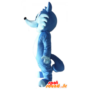 Mascot mooie blauwe vos, bicolor, zeer glimlachen - MASFR23075 - Fox Mascottes