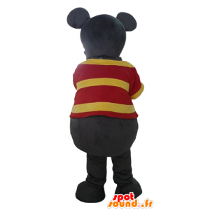 Divertimento mascotte grigio e rosa del mouse con una camicia a righe - MASFR23076 - Mascotte del mouse