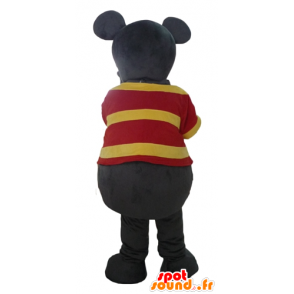 Fun mascot gray and pink mouse with a striped shirt - MASFR23076 - Mouse mascot