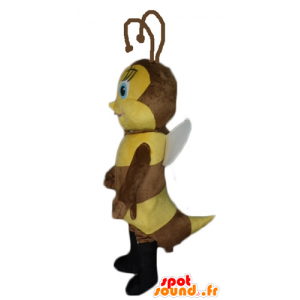 Mascotte d'abeille marron et jaune, coquette et féminine - MASFR23077 - Mascottes Abeille