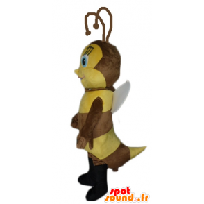 Mascot marrón y abeja amarilla, guapa y femenina - MASFR23077 - Abeja de mascotas