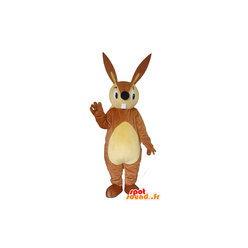Mascotte groot bruin en beige konijn - MASFR23081 - Mascot konijnen