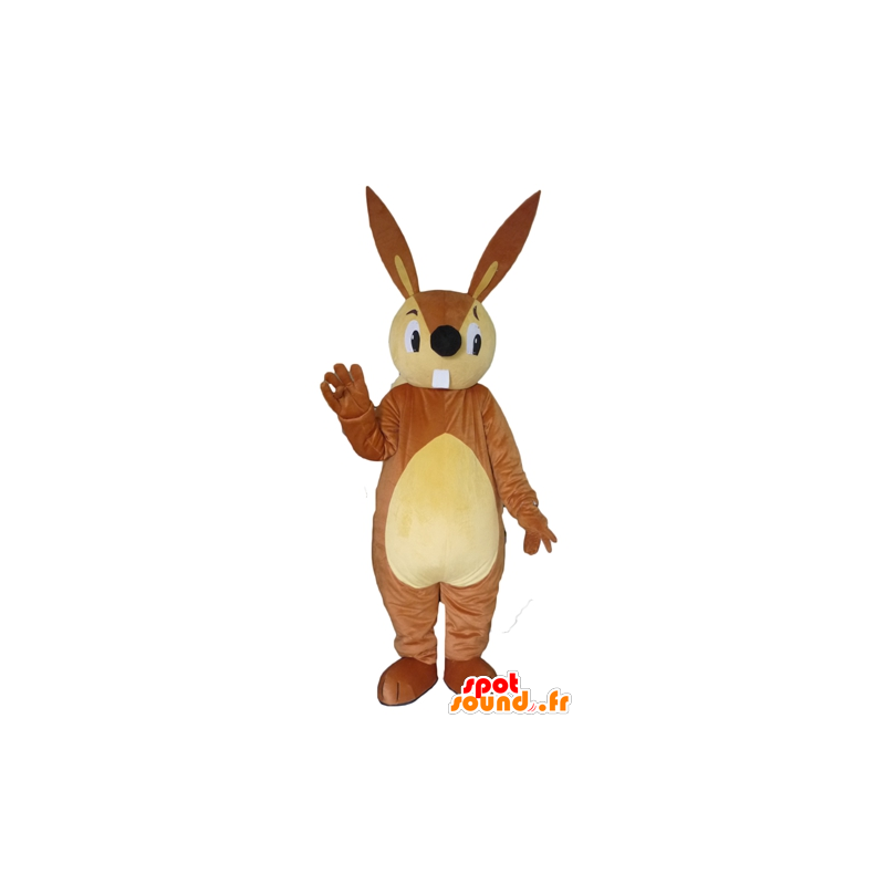 Mascotte large brown and beige rabbit - MASFR23081 - Rabbit mascot