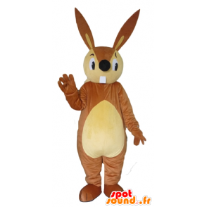 Mascotte large brown and beige rabbit - MASFR23081 - Rabbit mascot