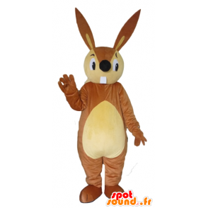Stor brun og beige kaninmaskot - Spotsound maskot kostume