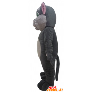 Mascotte de gros chat gris et rose, avec des yeux verts - MASFR23082 - Mascottes de chat