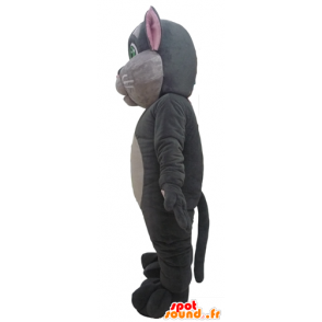 Mascotte large pink and gray cat with green eyes - MASFR23082 - Cat mascots