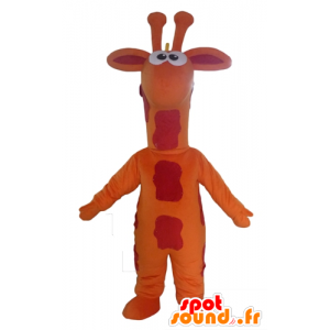 Giraffa mascotte arancio, rosso e giallo gigante - MASFR23083 - Mascotte di giraffa