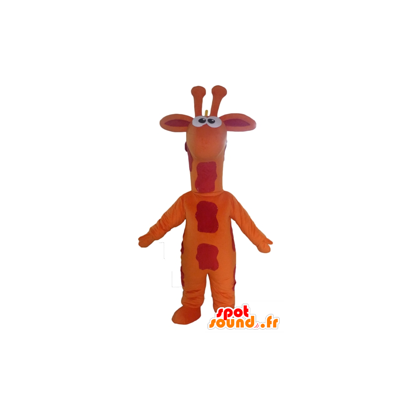 Laranja girafa Mascot, vermelho e amarelo gigante - MASFR23083 - mascotes Giraffe