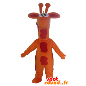 Mascot giraff oransje, rødt og gult giganten - MASFR23083 - Maskoter Giraffe