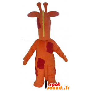 Giraffe mascot orange, red and yellow giant - MASFR23083 - Giraffe mascots