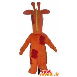 Mascot giraffe oranje, rood en geel reus - MASFR23083 - mascottes Giraffe