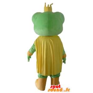 Mascot kikker groen, geel en wit, met een kroon - MASFR23084 - Forest Animals