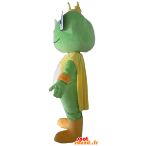 Green frog mascot, yellow and white, with a crown - MASFR23084 - Animals of the forest