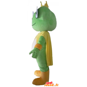 Mascot frosk grønn, gul og hvit, med en krone - MASFR23084 - Forest Animals