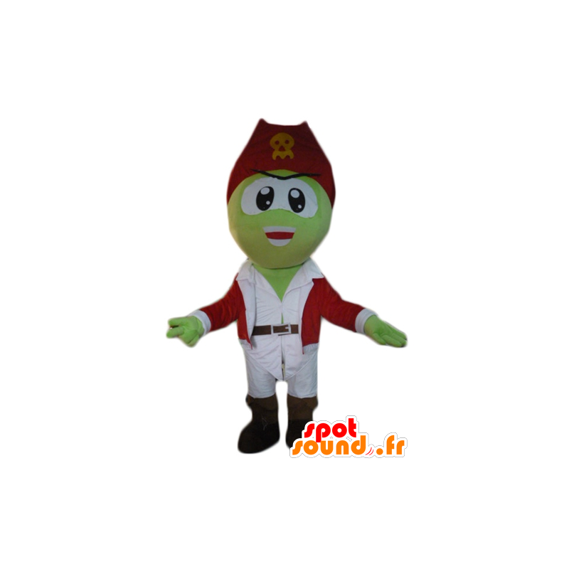 Mascotte de pirate vert, en tenue blanche et rouge - MASFR23086 - Mascottes de Pirates