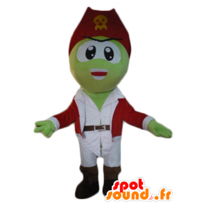 Grüne Piraten-Maskottchen, weiß und rot Outfit - MASFR23086 - Maskottchen der Piraten