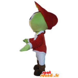 Verde mascota pirata, blanco y traje rojo - MASFR23086 - Mascotas de los piratas