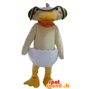 Beige eend mascotte in een eierschaal - MASFR23087 - Mascot eenden