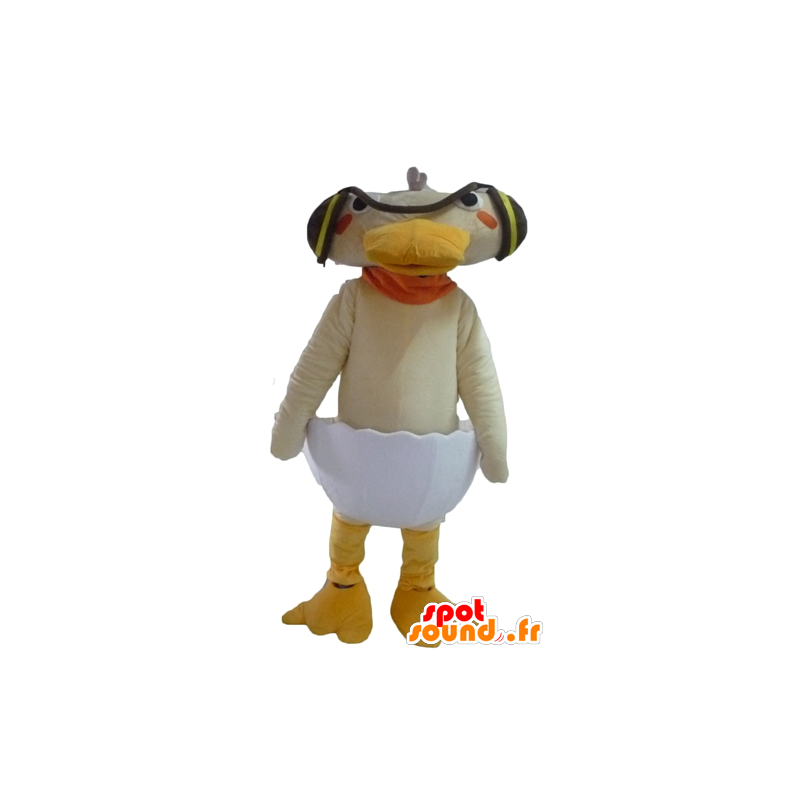 Beige duck mascot in an eggshell - MASFR23087 - Ducks mascot