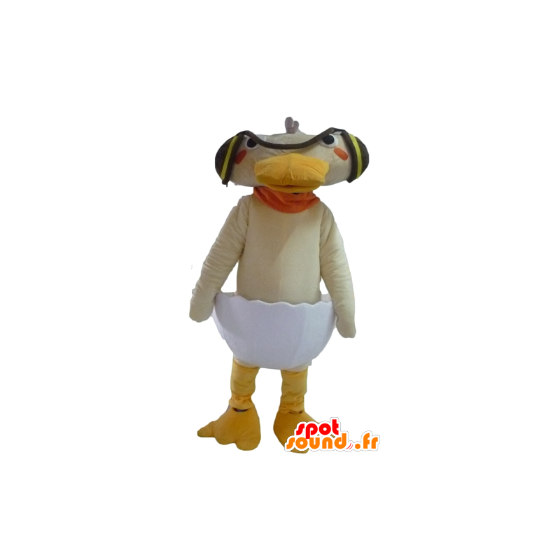 Beige duck maskot i et eggeskall - MASFR23087 - Mascot ender