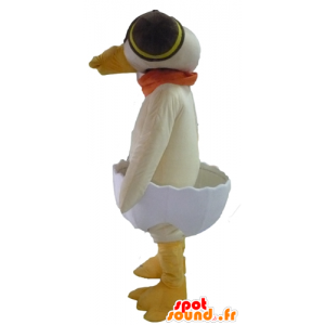 Mascotte de canard beige, dans une coquille d'œuf - MASFR23087 - Mascotte de canards