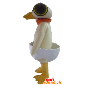 Mascotte de canard beige, dans une coquille d'œuf - MASFR23087 - Mascotte de canards