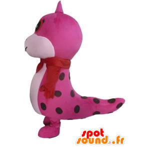 Mascot mooie roze en witte slang, gevlekte - MASFR23089 - mascottes reptielen