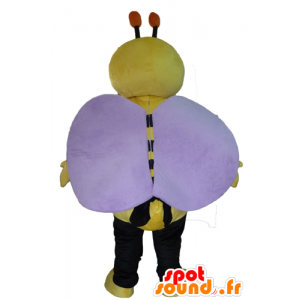 Mascot abelha preta e amarela, muito sorridente - MASFR23090 - Bee Mascot