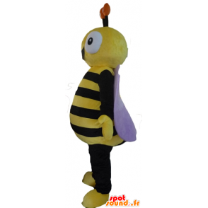 Svart og gul bie Mascot, veldig smilende - MASFR23090 - Bee Mascot