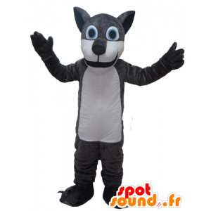 Mascotte de loup géant, gris et blanc - MASFR23093 - Mascottes Loup