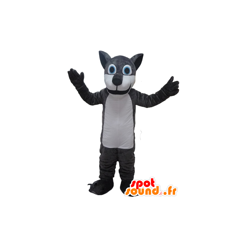 Jättiläinen susi maskotti, harmaa ja valkoinen - MASFR23093 - Wolf Maskotteja