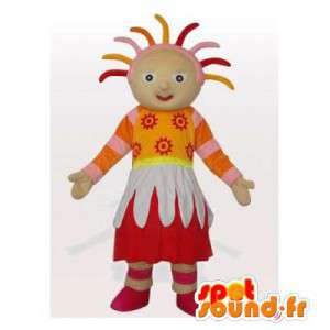 Mångfärgad flickamaskot med färgglada dreads - Spotsound maskot